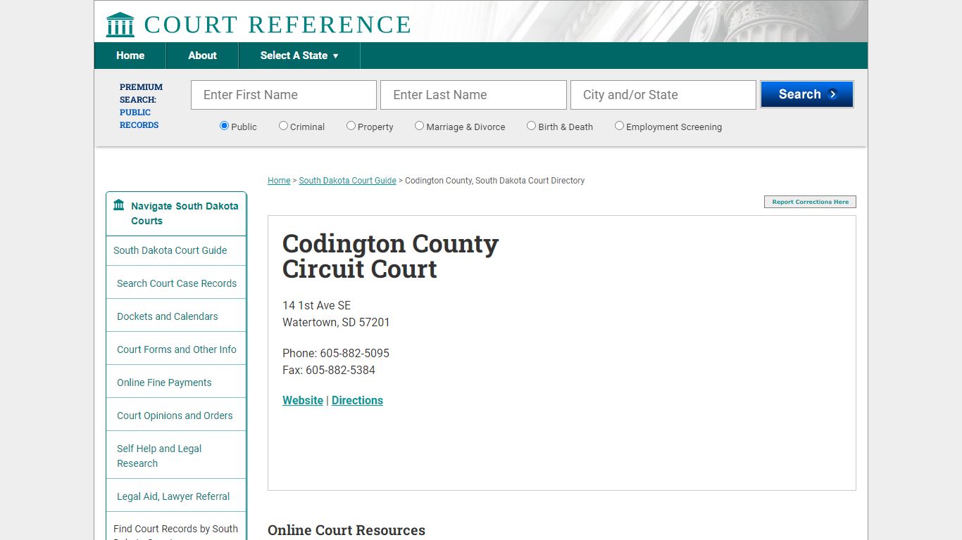 Codington County Circuit Court - CourtReference.com