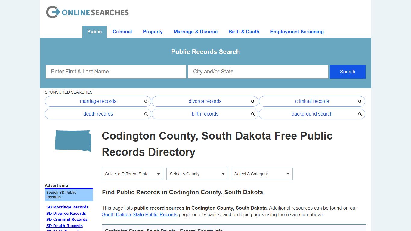 Codington County, South Dakota Public Records Directory