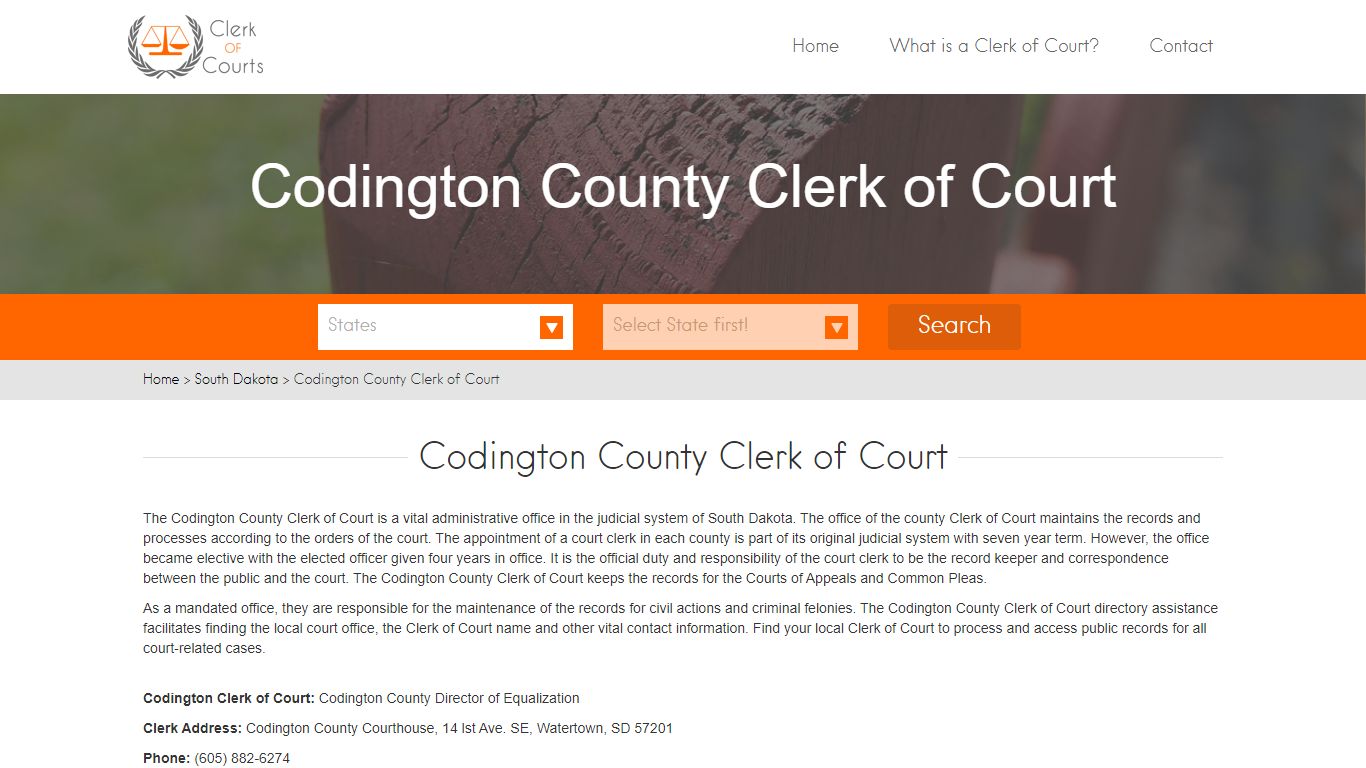 Codington County Clerk of Court